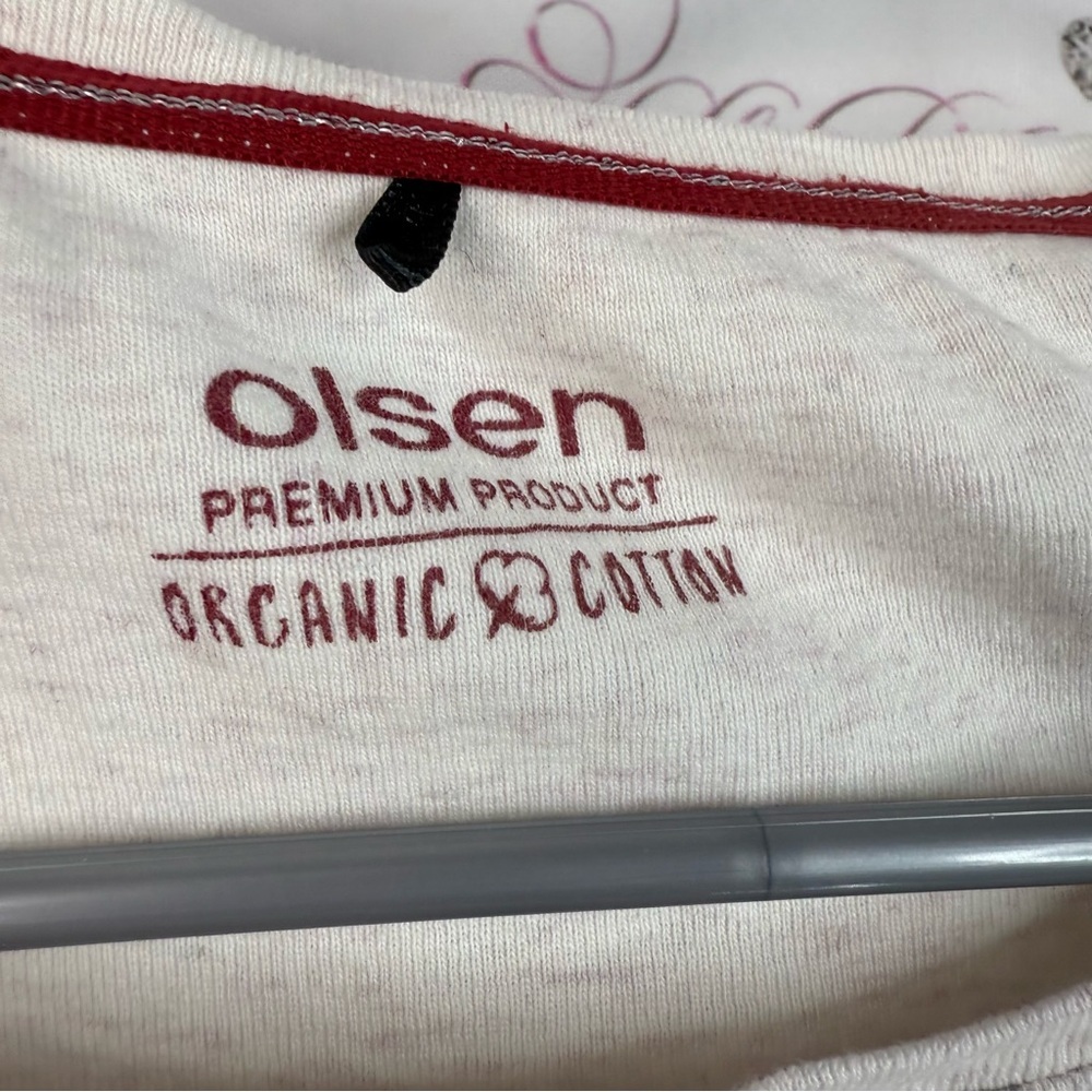 Olsen shirt flowers comfy Women's Floral Long Sleeve Top - Cream and Red - Picture 9 of 15